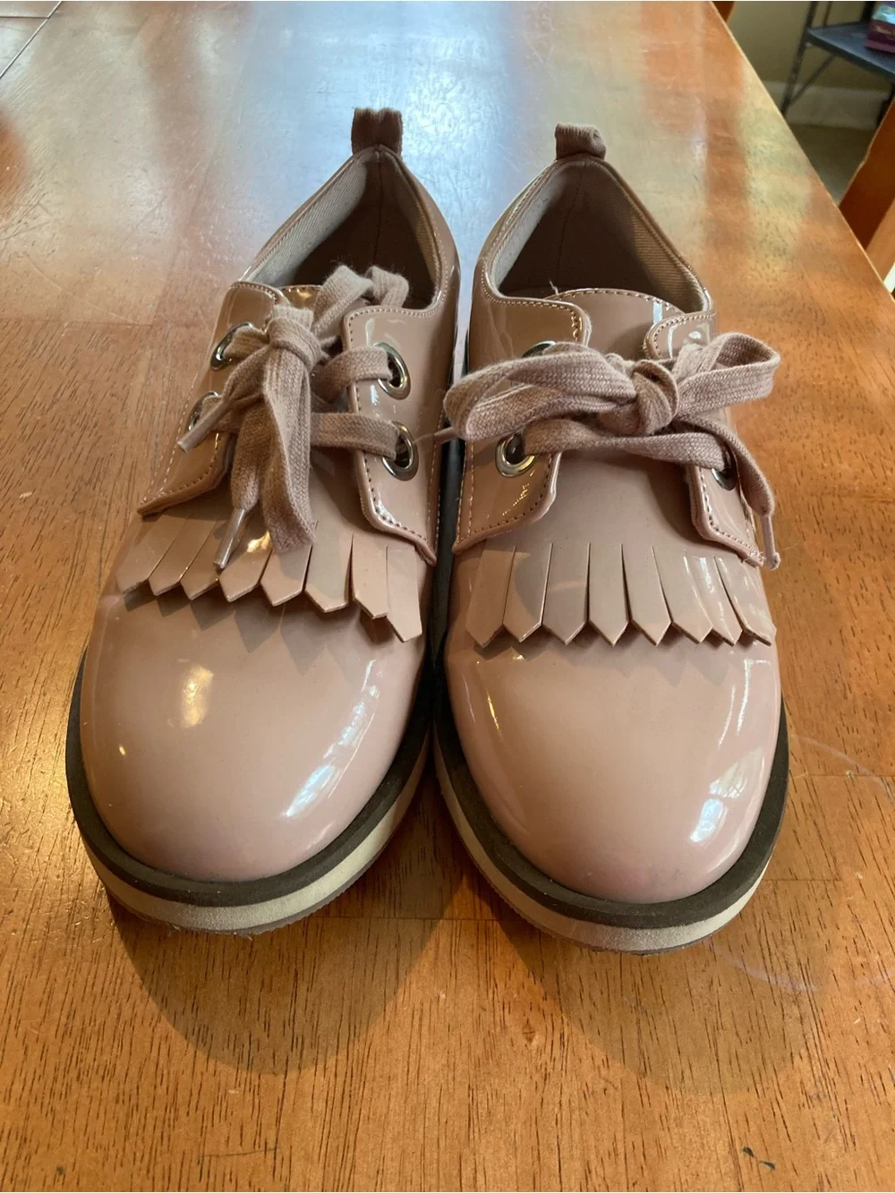 Zara Pink Patent Kiltie Lace-Up Kids Dress Shoes - youth 3.5/women 4.5/5
